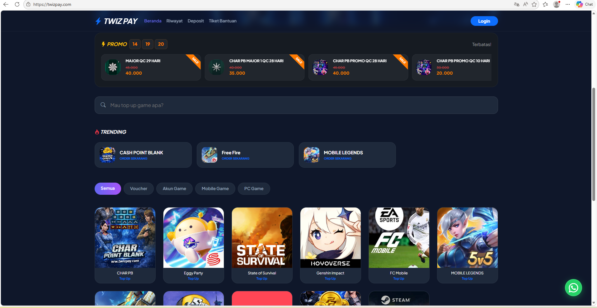 WEBSITE TOPUP